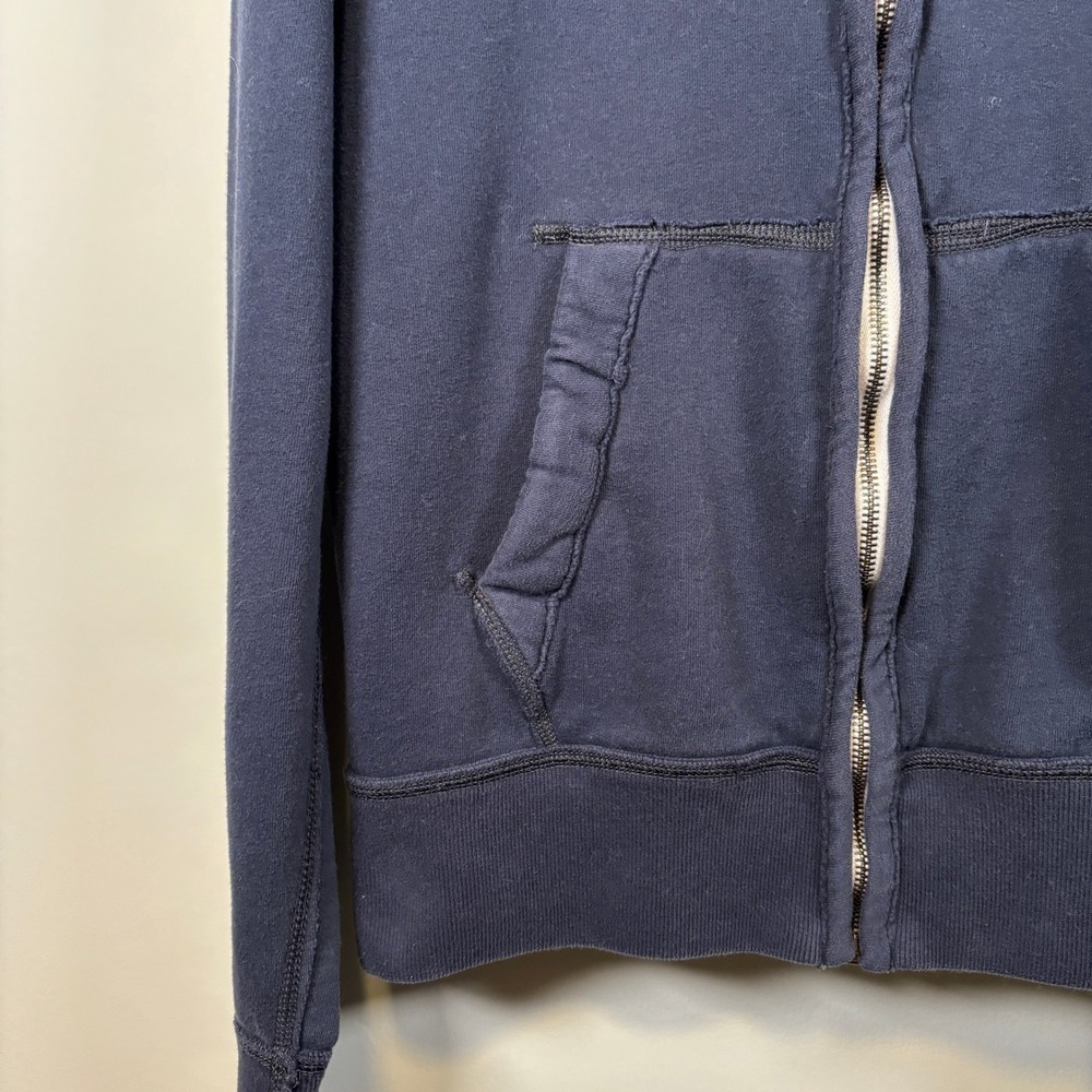 Vintage Abercrombie & Fitch Full Zip Hoodie Distressed Sleeve Logo Blue Unisex - Picture 5 of 11